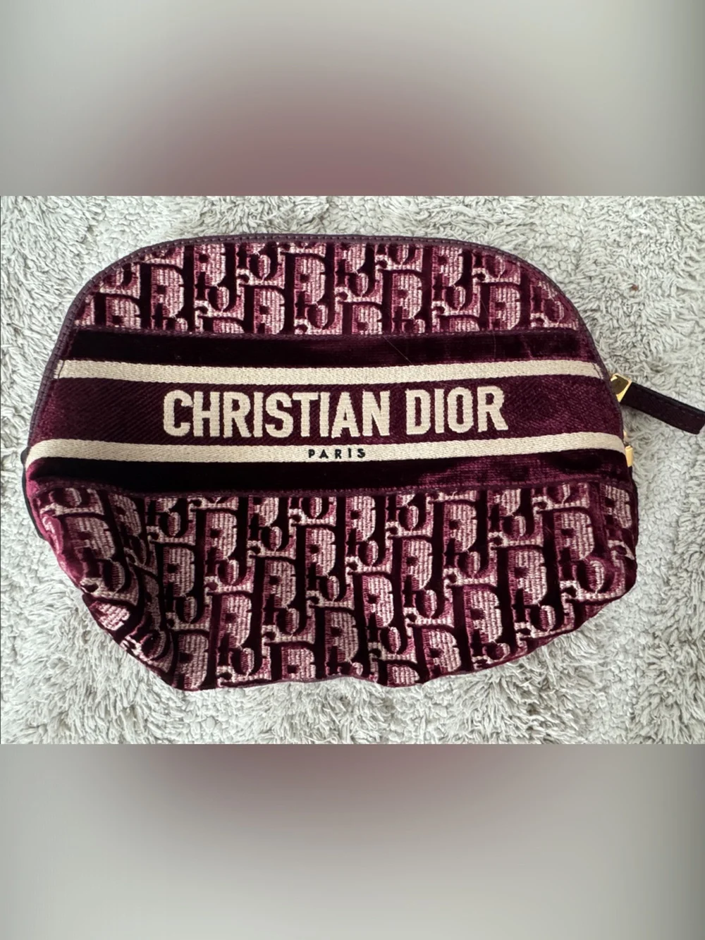 Dior Burgundy Christian Dior Monogram Cosmetic Pouch